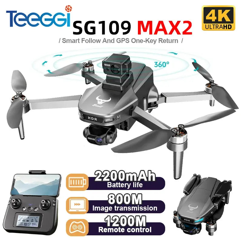 Teeggi SG109 MAX2 3-Axis Stabilized Gimbal Mini Drone 360° Laser Obstacle Avoidance RC Quadcopter Brushless Motor C0. GPS Drone - ItalyTech