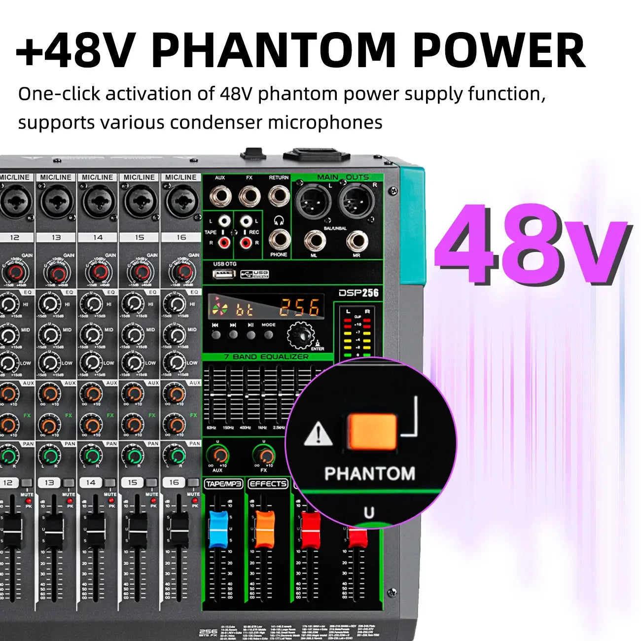 16 Channels Audio Sound Mixer Depusheng MG16 Mixing DJ Console USB with 48V Phantom Power 256 DSP Effects Sound Table for stage - ItalyTech