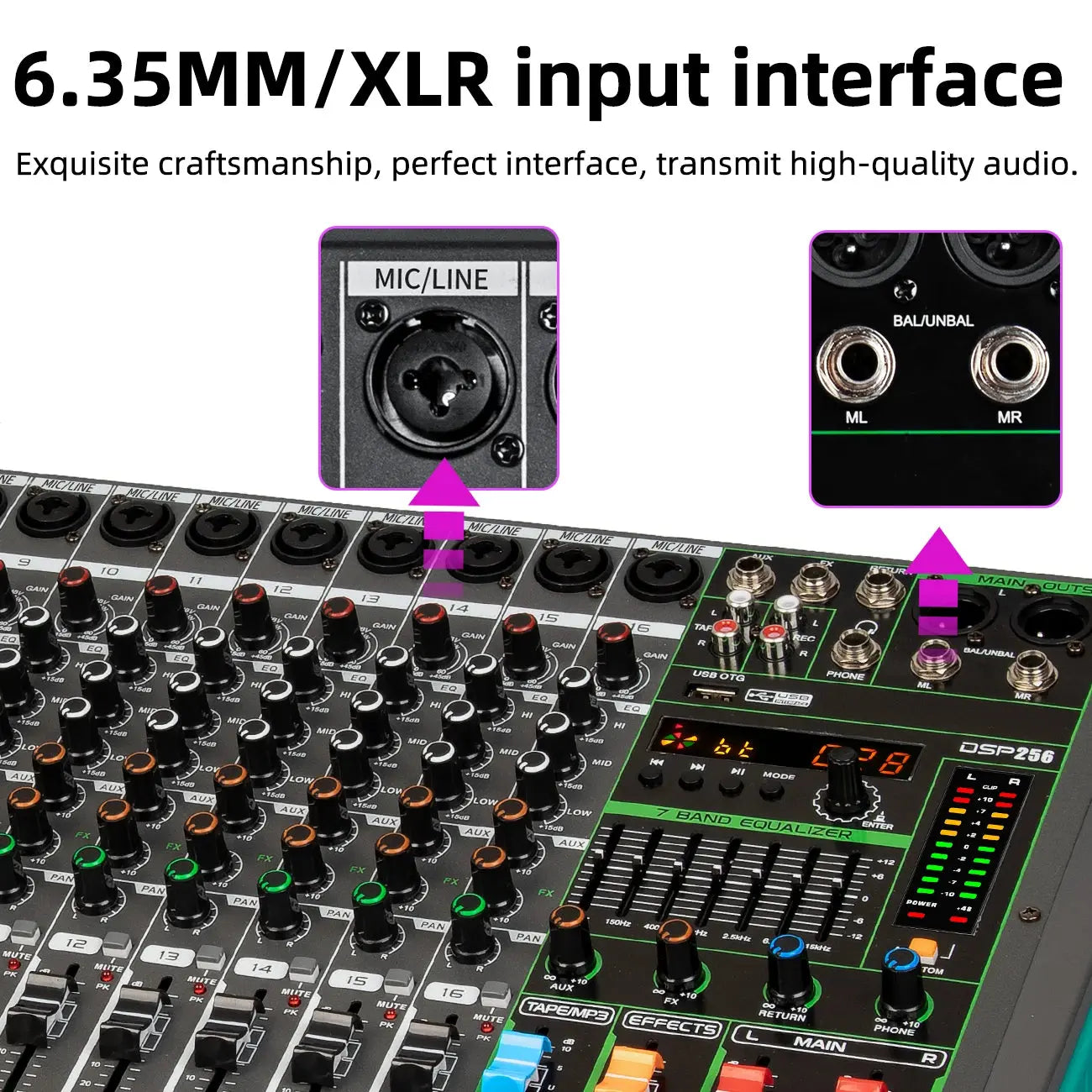 16 Channels Audio Sound Mixer Depusheng MG16 Mixing DJ Console USB with 48V Phantom Power 256 DSP Effects Sound Table for stage - ItalyTech