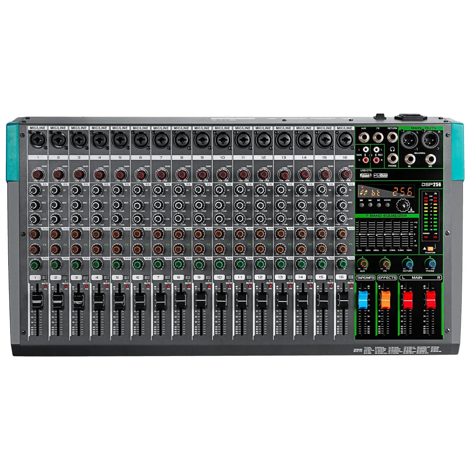 16 Channels Audio Sound Mixer Depusheng MG16 Mixing DJ Console USB with 48V Phantom Power 256 DSP Effects Sound Table for stage - ItalyTech
