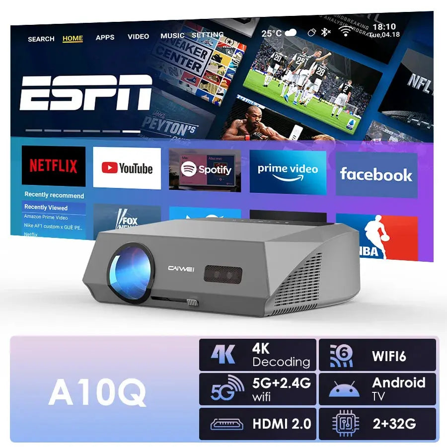 4K beamer Projector for Movies 2200 ANSI Auto Focus Native Full HD 5G Wifi Android TV Home Theater Daylight HDR Video Projectors - ItalyTech