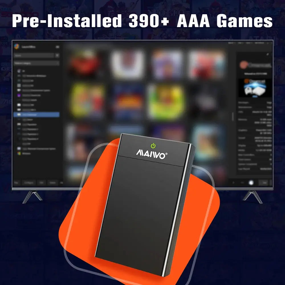 AAA Large Game Console 12TB HDD with 390+ AAA PC Games Playnite External Hard Drive for PS4/PS3/PS2/PS1/Wii for Wins PC/Laptop - ItalyTech