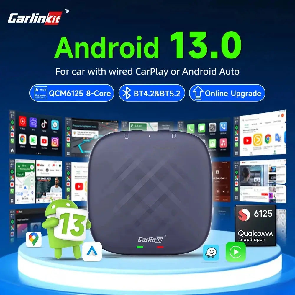 Android 13 CarlinKit Android Auto Wireless CarPlay AI TV Box QCM6125 8-Core Split Screen 64G 128G For Netflix YouTube Play Store - ItalyTech