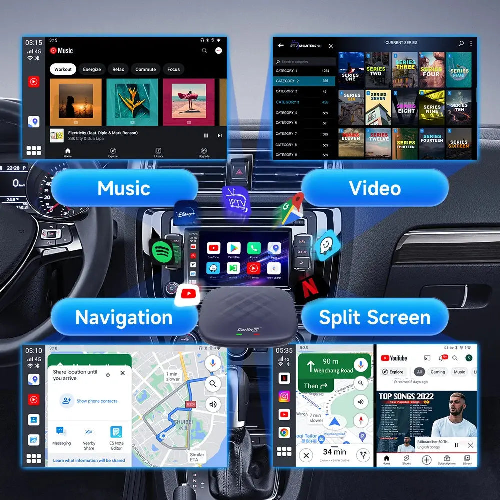 Android 13 CarlinKit Android Auto Wireless CarPlay AI TV Box QCM6125 8-Core Split Screen 64G 128G For Netflix YouTube Play Store - ItalyTech