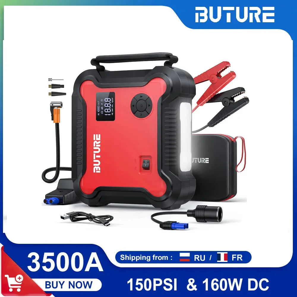 Buture 5 in 1 Car Jump Start  Air Compressor 26800mAh Power Bank Portable Battery Booster Digital Tire Inflator with 160W DC Out - ItalyTech