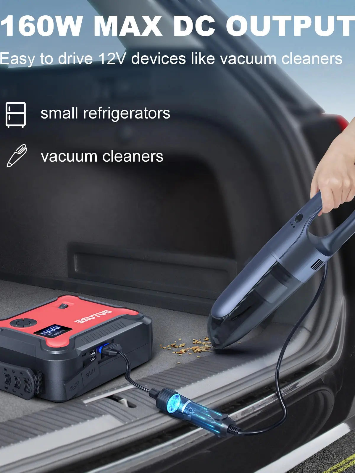 Buture 5 in 1 Car Jump Start  Air Compressor 26800mAh Power Bank Portable Battery Booster Digital Tire Inflator with 160W DC Out - ItalyTech