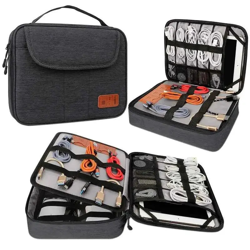 Cable Organiser Bag Accessories Bag Double Layer For Travel Waterproof Cord Storage Organizer Bag For iPad Kindle Hard Drives Ca