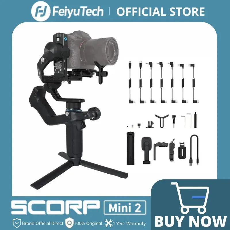 FeiyuTech SCORP Mini 2 Handheld Gimbal 3-Axis Mirrorless & Action Camera Smartphone with AI tracker Magnetic Fill, 1.2kg Payload - ItalyTech