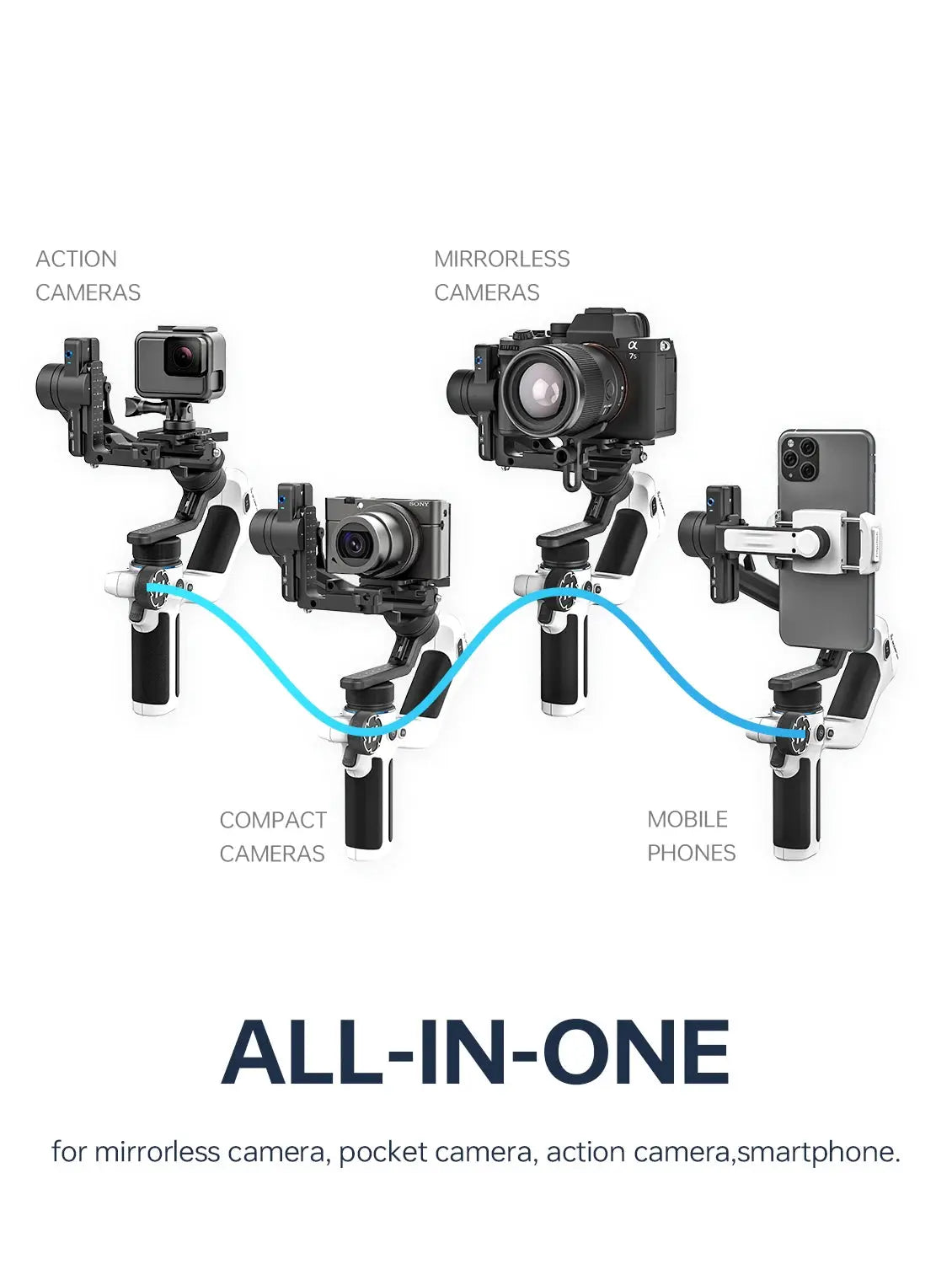 FeiyuTech SCORP Mini 2 Handheld Gimbal 3-Axis Mirrorless & Action Camera Smartphone with AI tracker Magnetic Fill, 1.2kg Payload - ItalyTech