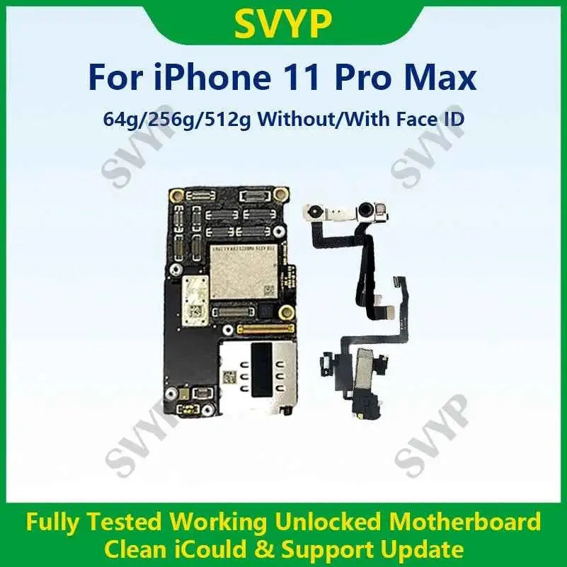 Fully Tested 100% Working Motherboard For iPhone 11 Pro Max With Face ID Mainboard Unlocked And Cleaned iCloud Logic Board
