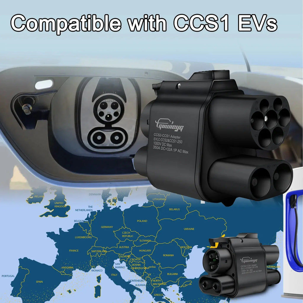 GUWIEYG CCS2 to CCS1 Adapter 350A 350kW From CCS2 to CCS1 DC+AC Electric Vehicle Charger DC 1000V Fast Ev Charging Adapter - ItalyTech