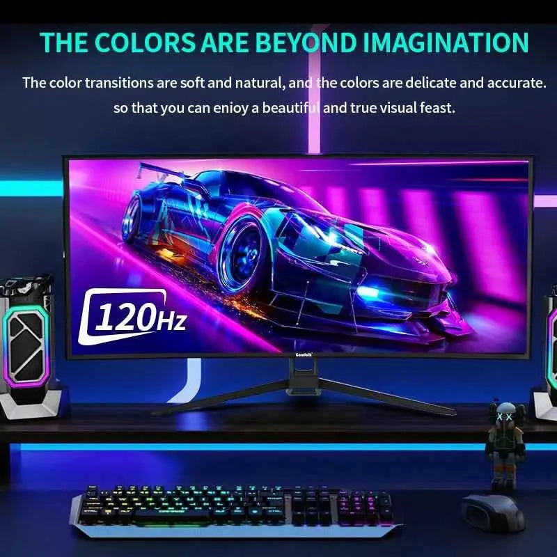 Gawfolk Ultrawide Curved Gaming Monitor, 34 Inches, 1500R PC Screen, 144Hz, UWQHD 3440x1440, Curved Computer Screen with FreeSyn