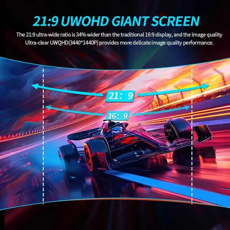 Gawfolk Ultrawide Curved Gaming Monitor, 34 Inches, 1500R PC Screen, 144Hz, UWQHD 3440x1440, Curved Computer Screen with FreeSyn