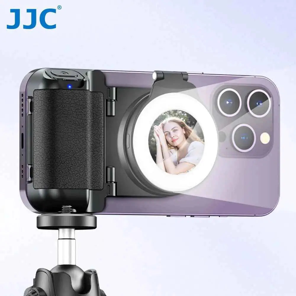 JJC Magnetic Phone Handle Grip Bluetooth Remote Control Handle with Selfie Light iphone Video Vlog Photo Shooting Acccessories
