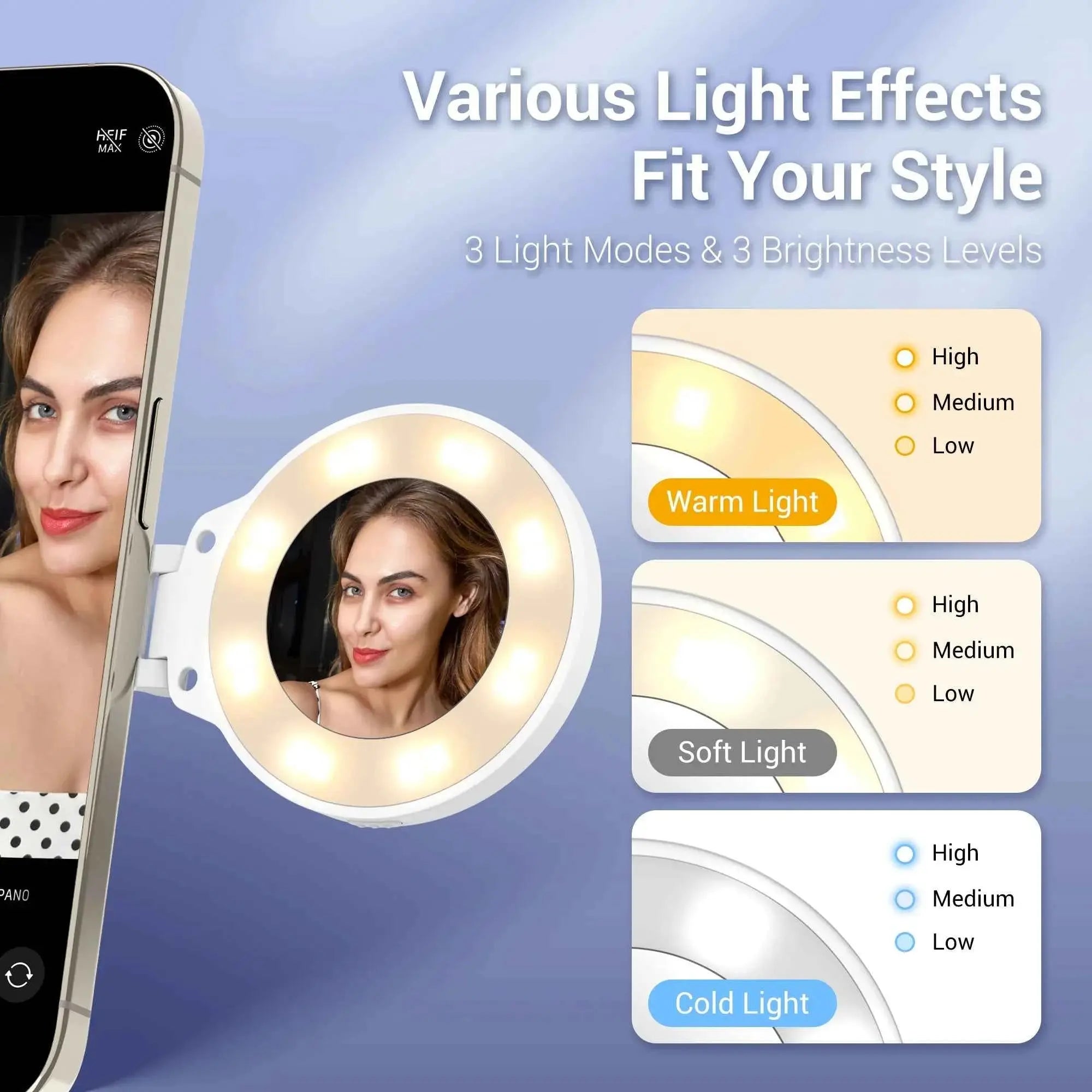 JJC Magnetic Phone Handle Grip Bluetooth Remote Control Handle with Selfie Light iphone Video Vlog Photo Shooting Acccessories