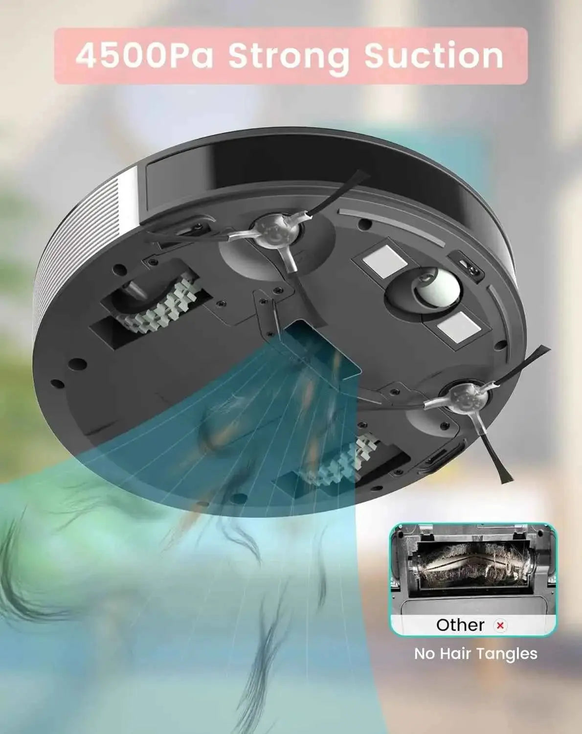 LEFANT N1 Robot Vacuum Cleaner, Suction Power 4500PA, Up to 165 Minutes of Autonomy, 4 Cleaning Modes, Ideal for Animal Hair