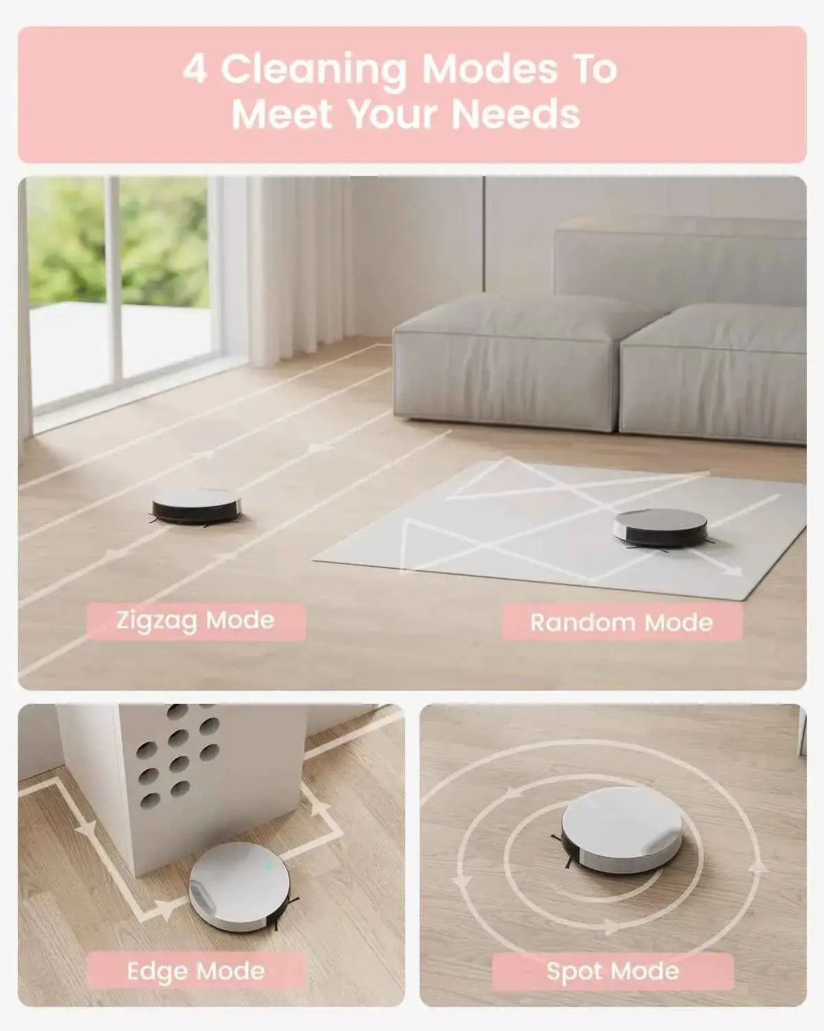 LEFANT N1 Robot Vacuum Cleaner, Suction Power 4500PA, Up to 165 Minutes of Autonomy, 4 Cleaning Modes, Ideal for Animal Hair
