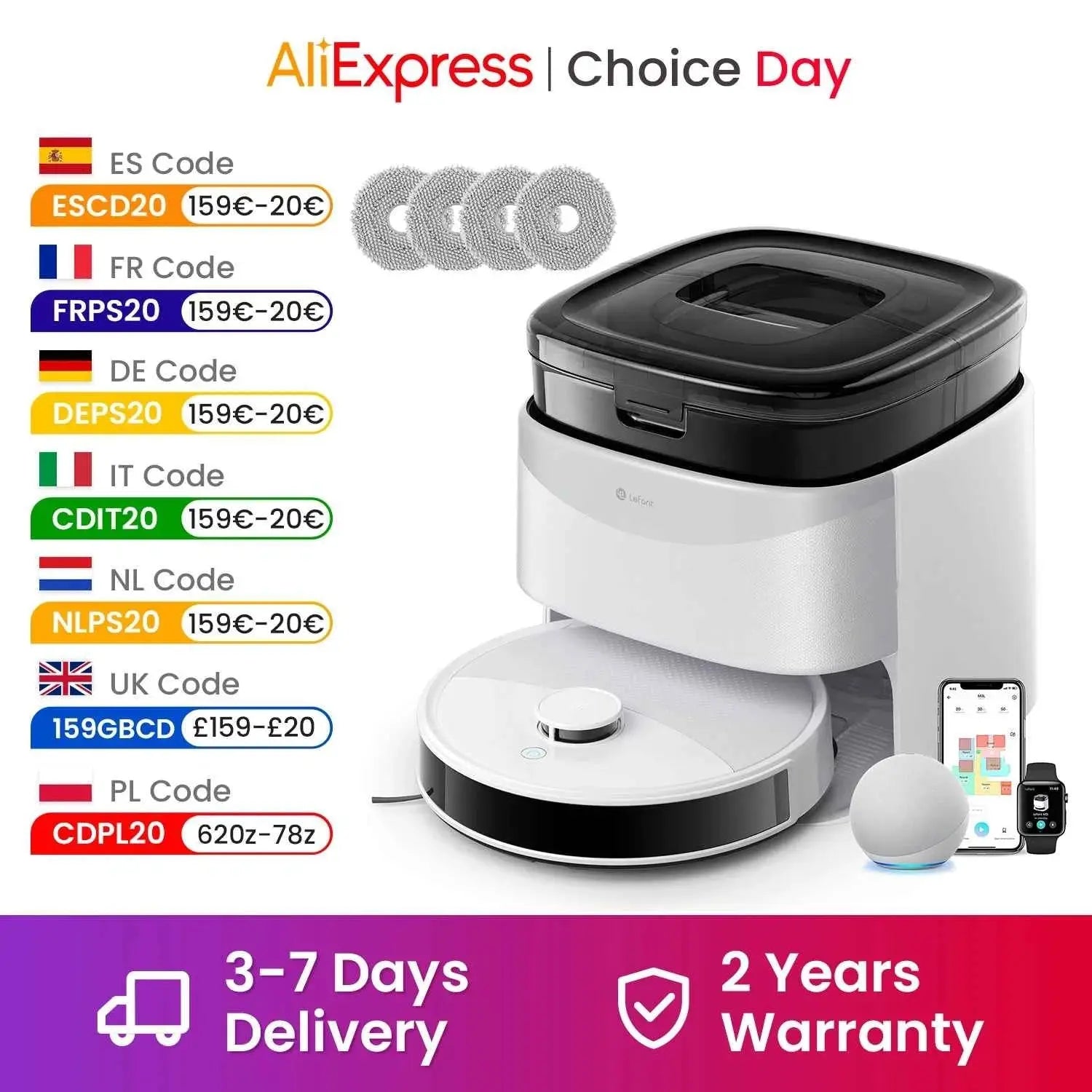LEFANT Robot Vacuum Cleaner with Mapping, 12000Pa Suction, Emptying Station, Automatic Washing and Drying, DTOF Laser