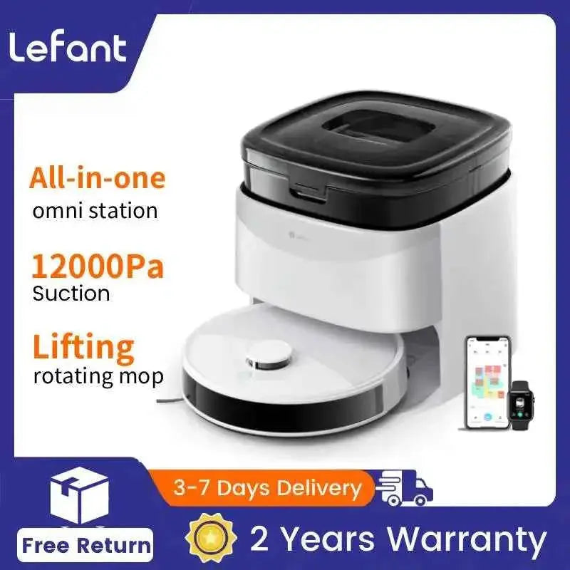 LEFANT Robot Vacuum Cleaner with Mapping, 12000Pa Suction, Emptying Station, Automatic Washing and Drying, DTOF Laser