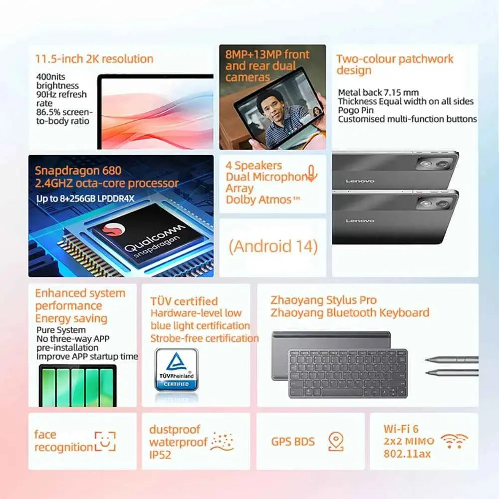 Lenovo Zhaoyang K11 TB352FC Y700 Tablet Global Version 6G+128G WIFI Version Tablet 8600mAh 11.5'' 90Hz 400nits Tablet