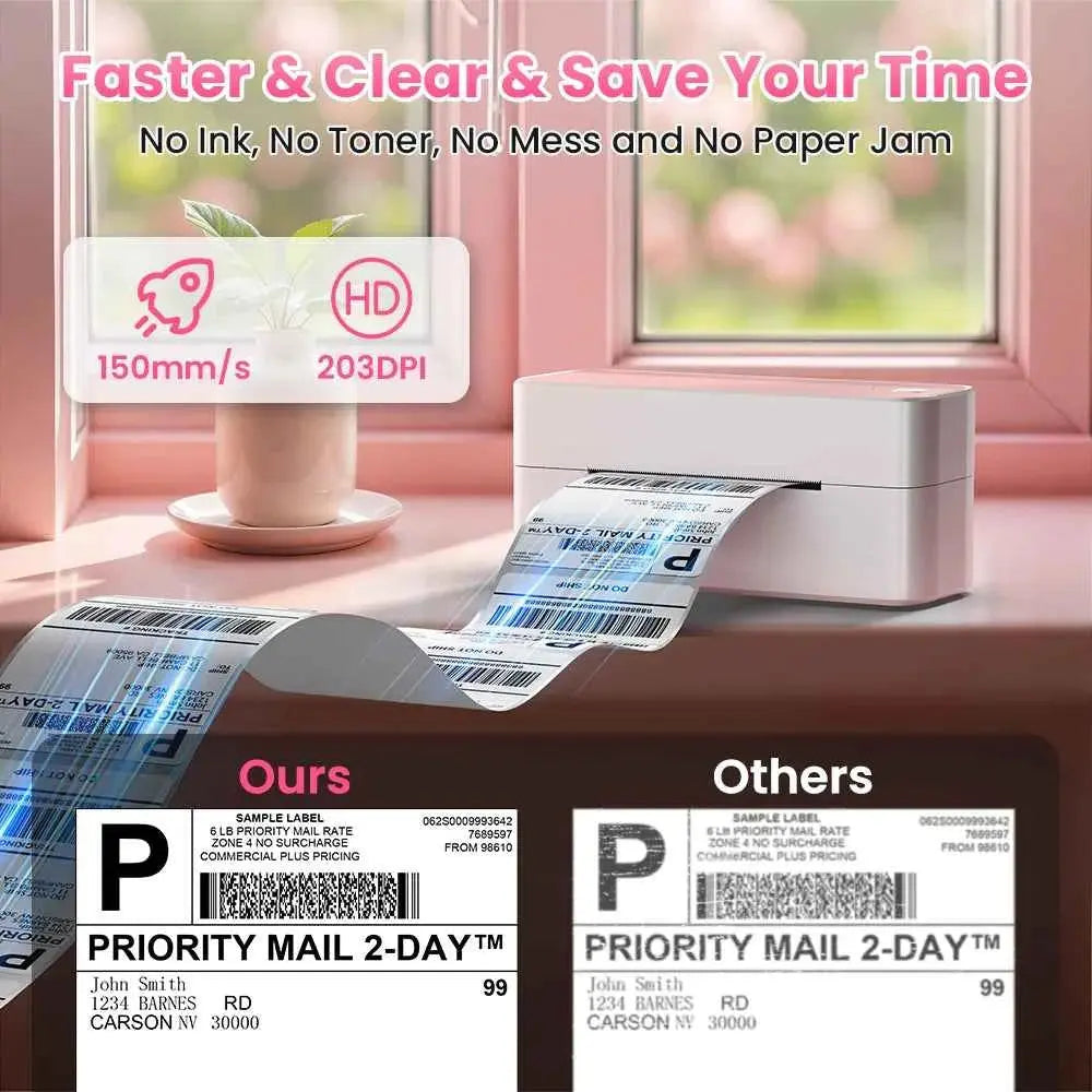 PM-241 118mm Bluetooth Thermal Label Printer Wireless Shipping Label Printer Compatible with iPhone Android Windows Widely Used