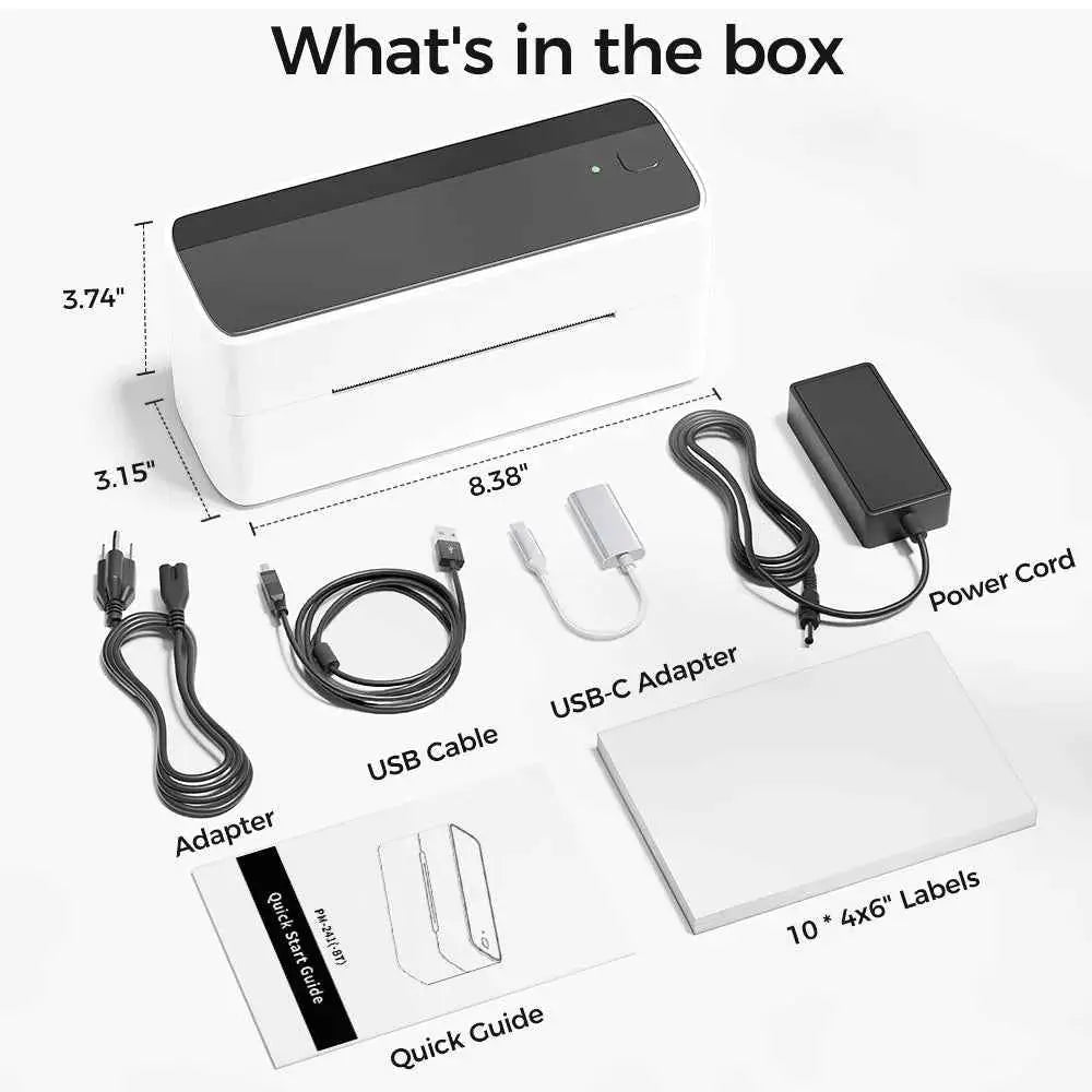 PM-241 118mm Bluetooth Thermal Label Printer Wireless Shipping Label Printer Compatible with iPhone Android Windows Widely Used