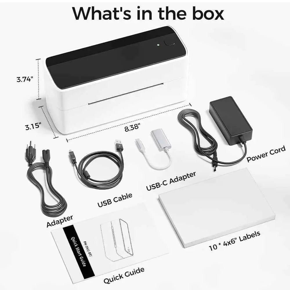 PM-241 118mm Bluetooth Thermal Label Printer Wireless Shipping Label Printer Compatible with iPhone Android Windows Widely Used