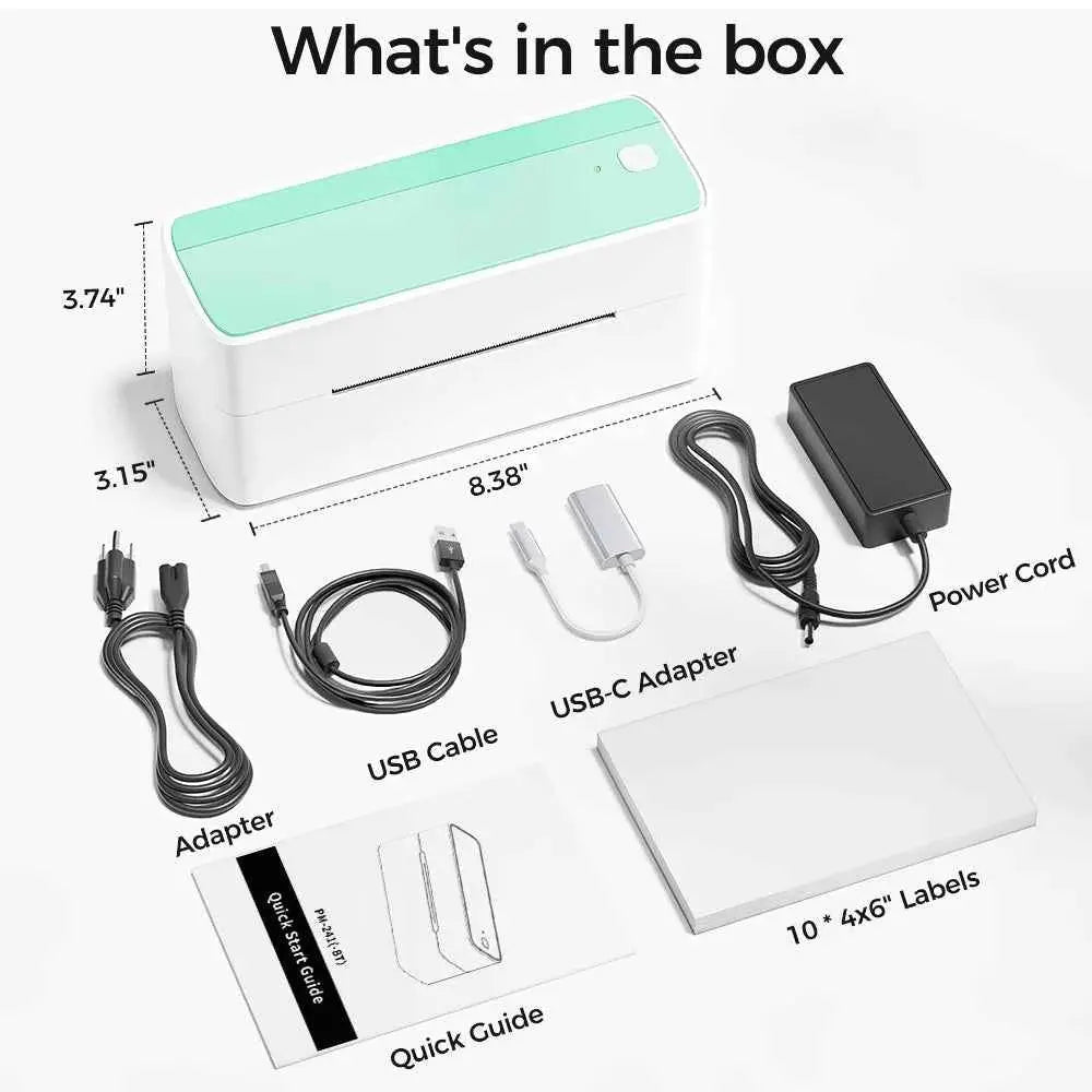 PM-241 118mm Bluetooth Thermal Label Printer Wireless Shipping Label Printer Compatible with iPhone Android Windows Widely Used