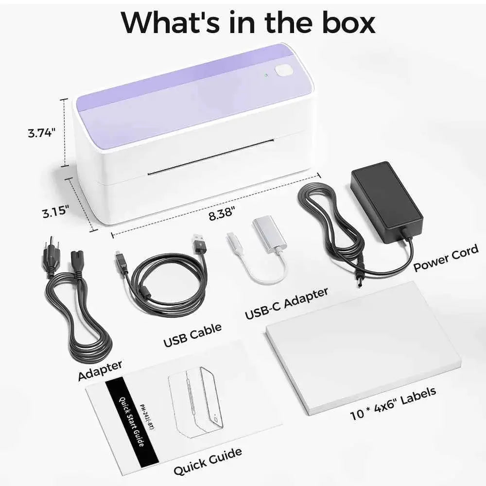 PM-241 118mm Bluetooth Thermal Label Printer Wireless Shipping Label Printer Compatible with iPhone Android Windows Widely Used