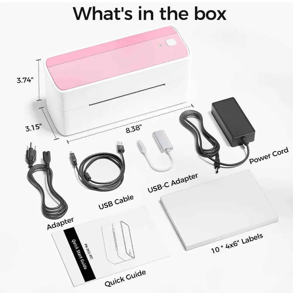 PM-241 118mm Bluetooth Thermal Label Printer Wireless Shipping Label Printer Compatible with iPhone Android Windows Widely Used