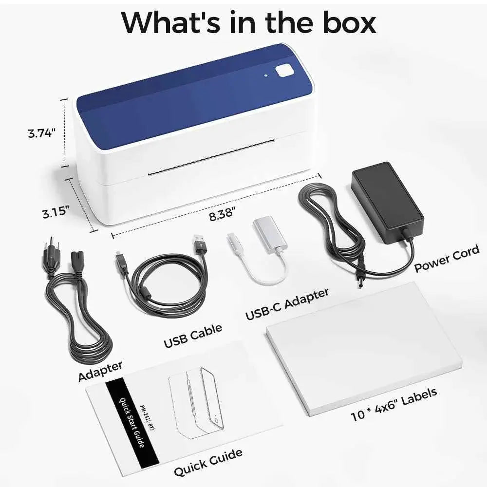 PM-241 118mm Bluetooth Thermal Label Printer Wireless Shipping Label Printer Compatible with iPhone Android Windows Widely Used
