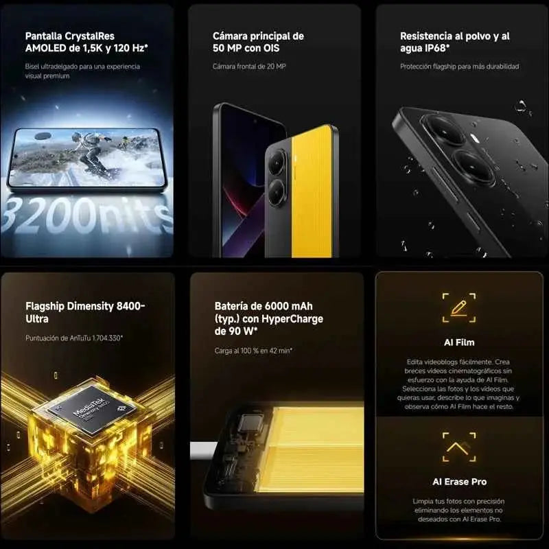POCO X7 Pro 5G, NFC, Dimensity 8400-Ultra, 50 MP Camera, 1.5K 120Hz CrystalRes AMOLED Display, 6000 mAh Battery,Charger Not Included