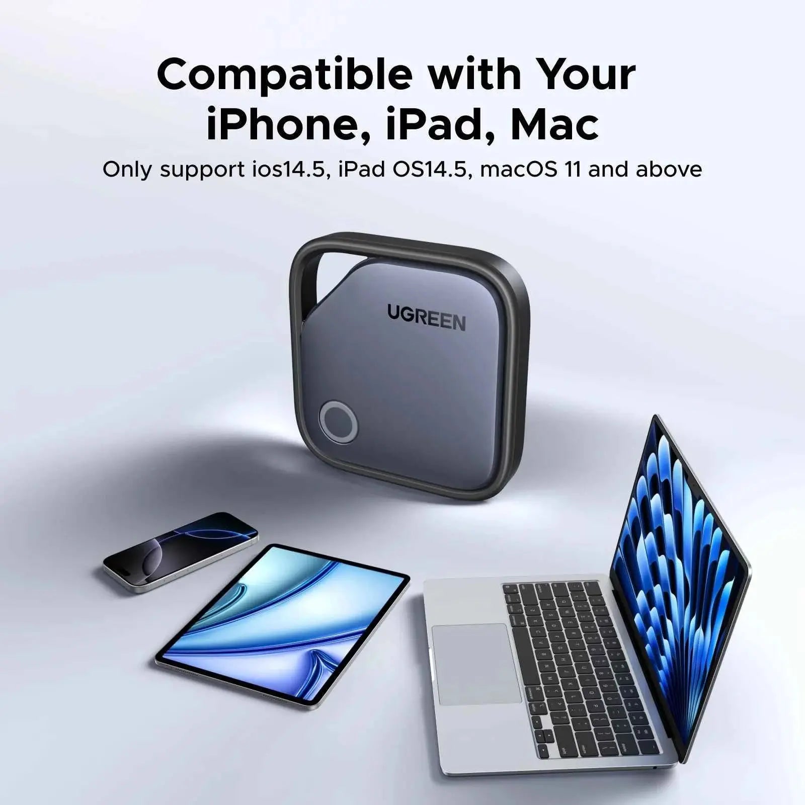 UGREEN FineTrack Smart Finder Compatible with Apple Find My (iOS Only) Bluetooth Tracker Tags, Item Finder Smart Tag for Key Car