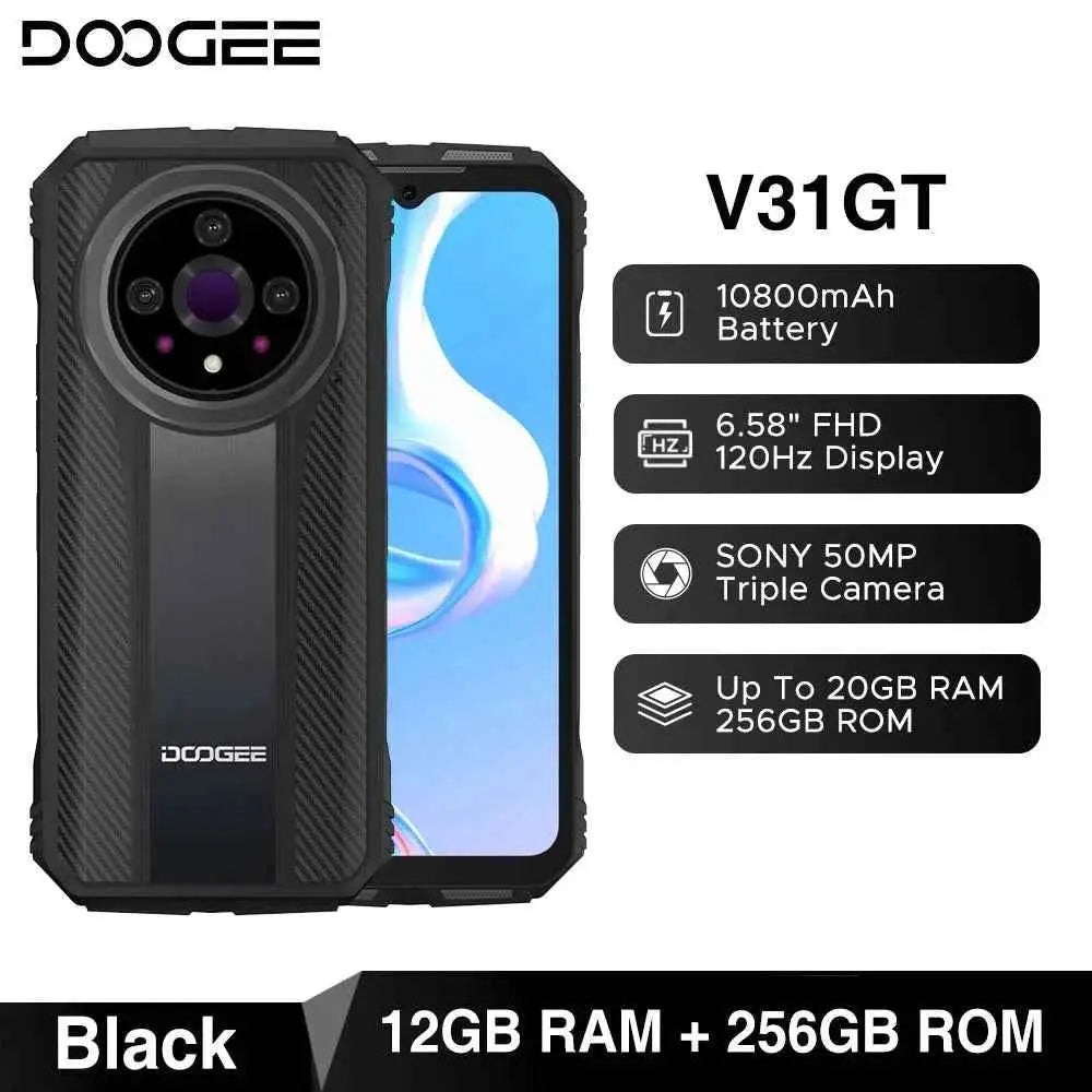 World Premiere DOOGEE V31GT Rugged Phone 6.58” FHD Dimensity 1080 Octa Core 5G Thermal Imaging 10800mAh 66W Fast Charging Phone