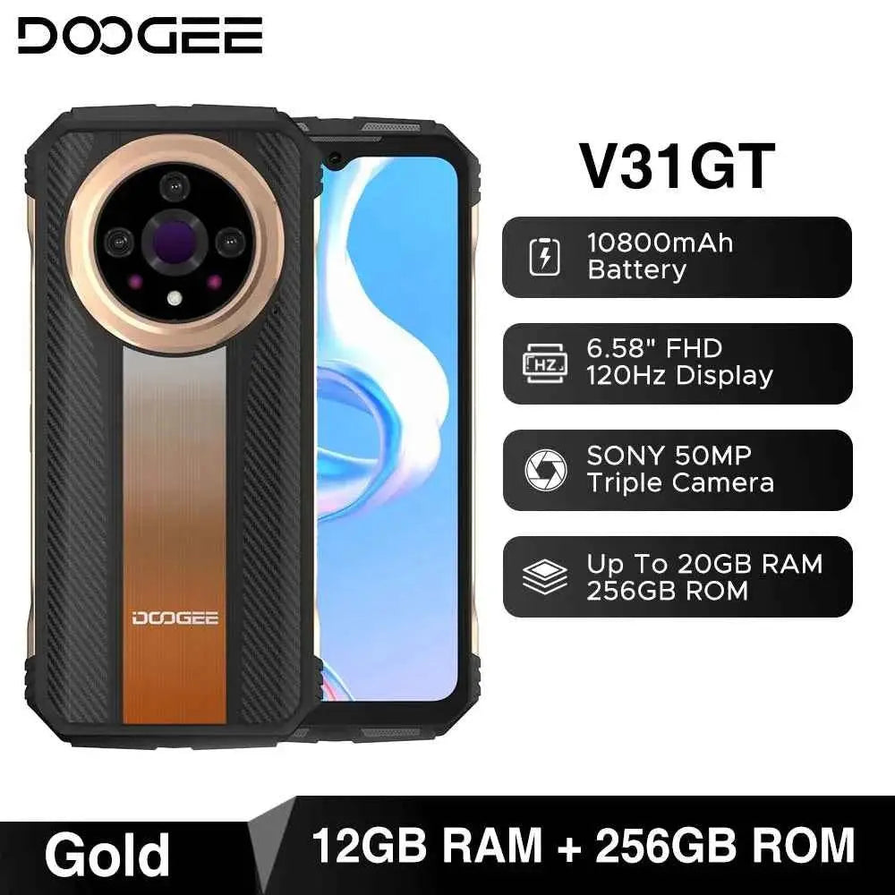 World Premiere DOOGEE V31GT Rugged Phone 6.58” FHD Dimensity 1080 Octa Core 5G Thermal Imaging 10800mAh 66W Fast Charging Phone