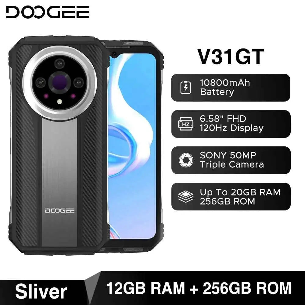 World Premiere DOOGEE V31GT Rugged Phone 6.58” FHD Dimensity 1080 Octa Core 5G Thermal Imaging 10800mAh 66W Fast Charging Phone